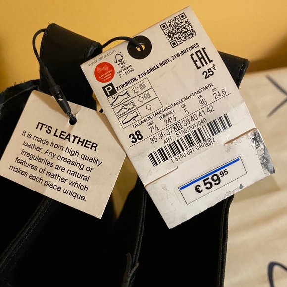ZARA Black Leather Ankle Boots - Picture 6 of 6